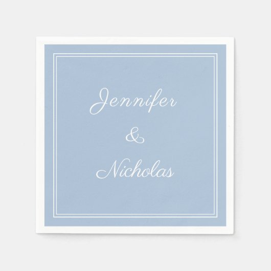 Elegant Formal Powder Blue Script Wedding スタンダードカクテルナプキン (正面)