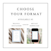 Elegant Formal Powder Blue Stripes Wedding 招待状