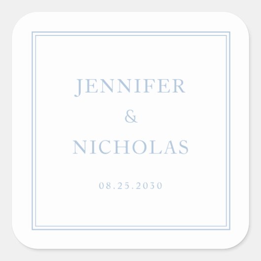 Elegant Formal Powder Blue Wedding スクエアシール (正面)