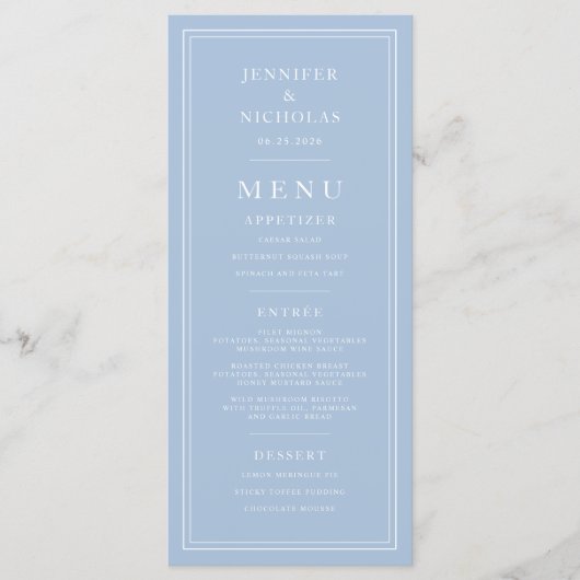 Elegant Formal Powder Blue Wedding メニュー (正面)