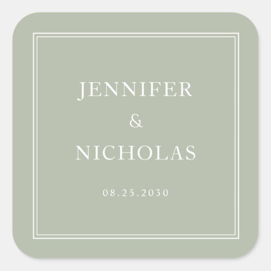 Elegant Formal  Sage Green Wedding スクエアシール (正面)