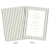 Elegant Formal Stripes Sage Green Wedding 招待状