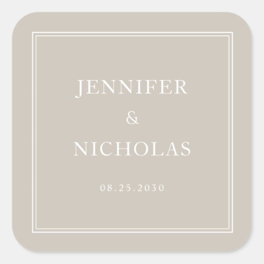 Elegant Formal Taupe Wedding スクエアシール (正面)