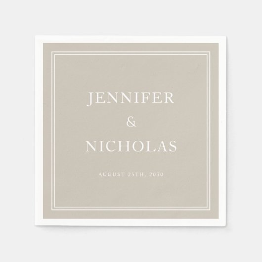 Elegant Formal Taupe Wedding スタンダードカクテルナプキン (正面)