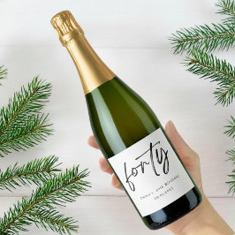 Elegant Forty Birthday Champagne Label スパークリングワインラベル