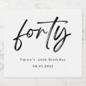 Elegant Forty Birthday Champagne Label スパークリングワインラベル (シングルラベル)