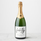 Elegant Forty Birthday Champagne Label スパークリングワインラベル (正面)