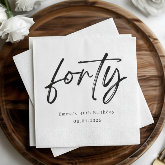 Elegant Forty Birthday Party Napkins スタンダードカクテルナプキン
