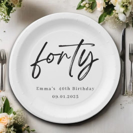 Elegant Forty Birthday Party Plates ペーパープレート