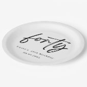 Elegant Forty Birthday Party Plates ペーパープレート (アングル)