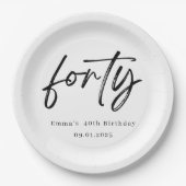 Elegant Forty Birthday Party Plates ペーパープレート (正面)