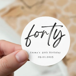 Elegant Forty Birthday Party Stickers ラウンドシール