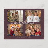 Elegant Four Photo Christmas Card シーズンポストカード (正面)