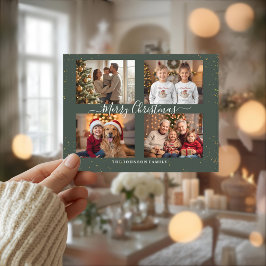 Elegant Four Photo Christmas Card シーズンポストカード
