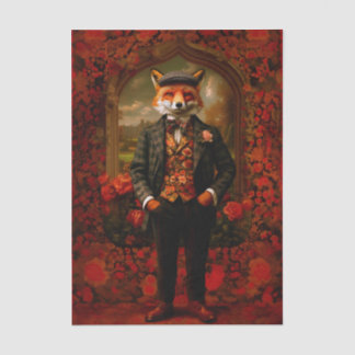 Elegant Fox Gentleman Portrait EW5 Decoupage 薄葉紙