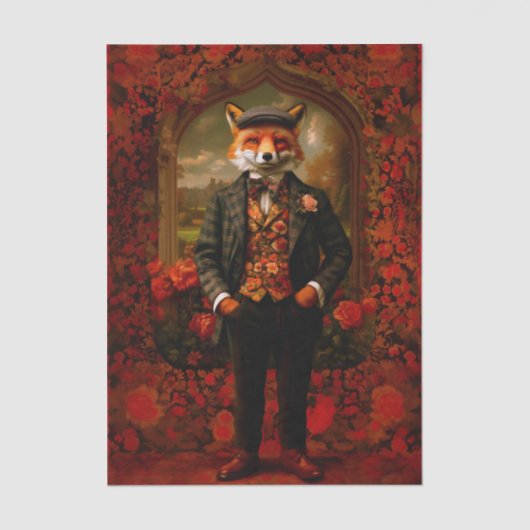Elegant Fox Gentleman Portrait EW5 Decoupage 薄葉紙 (正面)