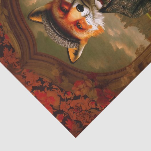 Elegant Fox Gentleman Portrait EW5Z Decoupage 薄葉紙 (詳細)