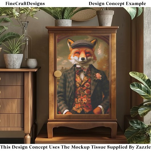 Elegant Fox Gentleman Portrait EW5ZZ Decoupage 薄葉紙