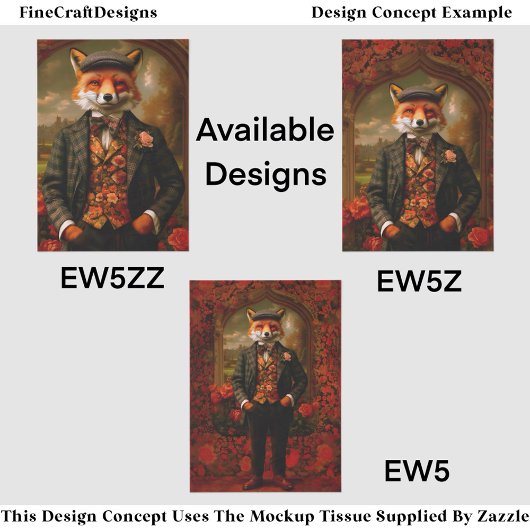 Elegant Fox Gentleman Portrait EW5ZZ Decoupage 薄葉紙