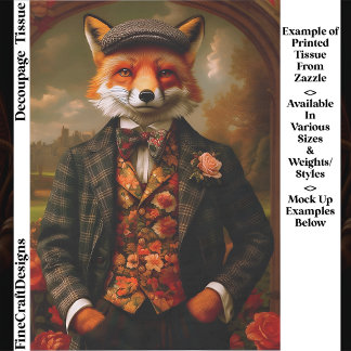 Elegant Fox Gentleman Portrait EW5ZZ Decoupage 薄葉紙