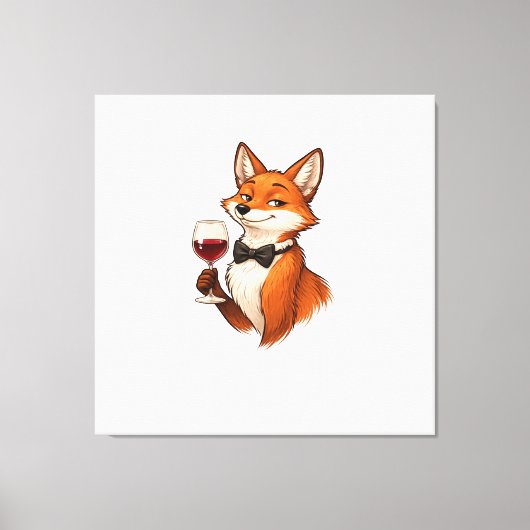 Elegant Fox with Wine Glass  キャンバスプリント (正面)