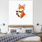 Elegant Fox with Wine Glass  キャンバスプリント (インサイチュ (寝室))