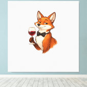 Elegant Fox with Wine Glass  キャンバスプリント (インサイチュ (ウッドフロア))