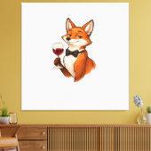 Elegant Fox with Wine Glass  キャンバスプリント (インサイチュ (リビング))