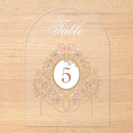 Elegant Frame Acrylic Table Number アクリル招待状 (正面)