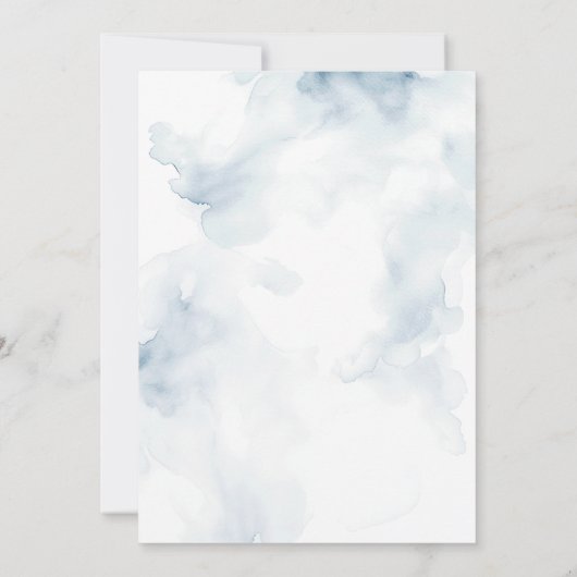 Elegant Frame Blue Floral First Holy Communion  招待状 (裏面)