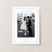 Elegant Frame Blue Photo Save the Date サンキューカード