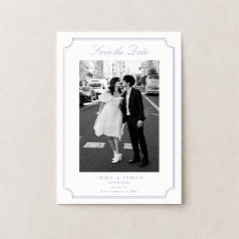 Elegant Frame Blue Photo Save the Date サンキューカード