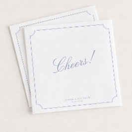 Elegant Frame Blue Wedding Napkins スタンダードカクテルナプキン