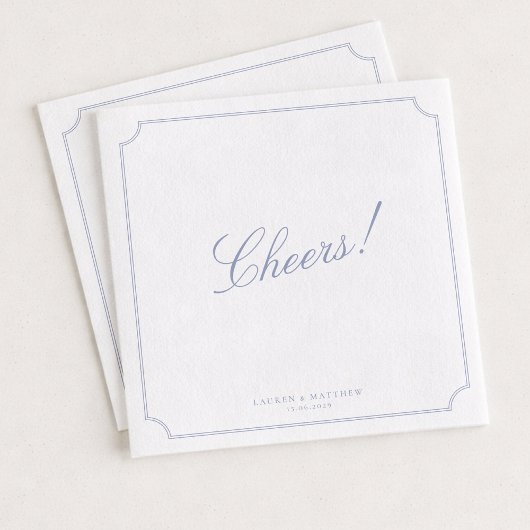Elegant Frame Blue Wedding Napkins スタンダードカクテルナプキン