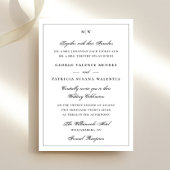 Elegant Frame Classic Monogram Black White Wedding 招待状