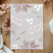 Elegant Frame Girl Baptism Flowery Watercolor 招待状