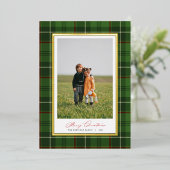 Elegant Frame Green Plaid Christmas Foil Card 箔招待状 (立ち正面)