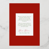 Elegant Frame Green Plaid Christmas Foil Card 箔招待状 (裏面)