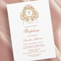 Elegant Frame Holy Cross Baptism Invitation