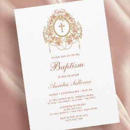 Elegant Frame Holy Cross Baptism Invitation 招待状