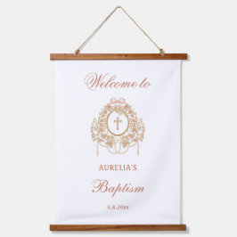 Elegant Frame Holy Cross Baptism Welcome 吊り下げ型タペストリー