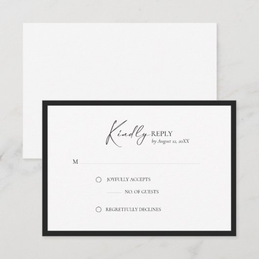 Elegant Frame Modern Response Card 出欠カード (正面/裏面)