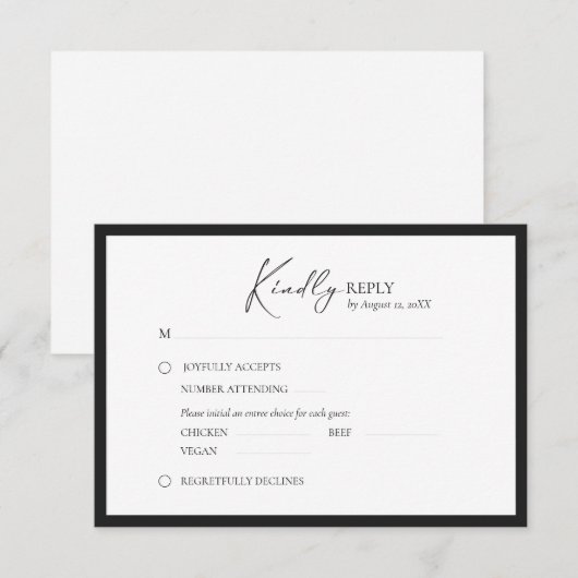 Elegant Frame Modern Response Card 出欠カード (正面/裏面)