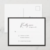 Elegant Frame Modern RSVP 案内ポストカード (正面/裏面)