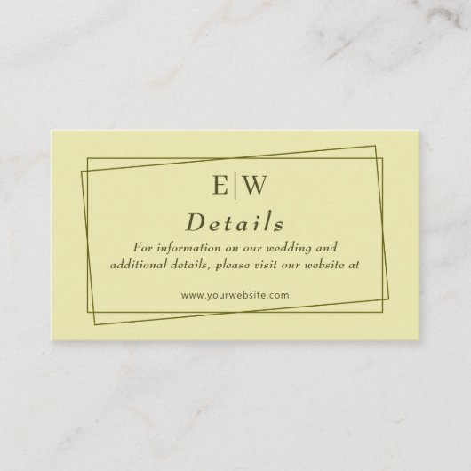 Elegant Frame on Celestial Yellow Monogram Wedding エンクロージャーカード (正面)