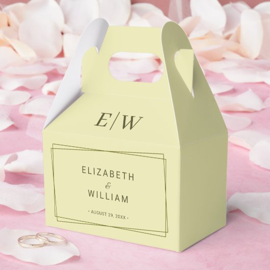 Elegant Frame on Celestial Yellow Monogram Wedding フェイバーボックス (ウェディング)