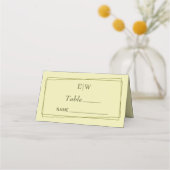 Elegant Frame on Celestial Yellow Monogram Wedding プレイスカード (正面)