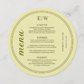 Elegant Frame on Celestial Yellow Monogram Wedding メニュー (正面)