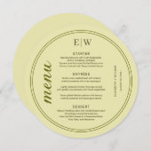 Elegant Frame on Celestial Yellow Monogram Wedding メニュー (正面/裏面)