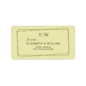 Elegant Frame on Celestial Yellow Monogram Wedding ラベル (正面)